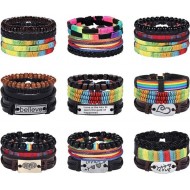 Rainbow Gay Pride Leather Bracelets Men Women; LGBT Pride Bracelet For Gay & Lesbian Adjustable; LGBTQ Accessories Gay Pride Stuff Jewelry; Bisexual Bracelet Pack LGBT Gifts